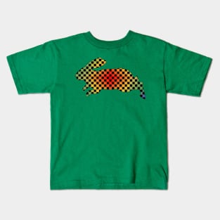 Rainbow Checkerboard Rabbit Kids T-Shirt